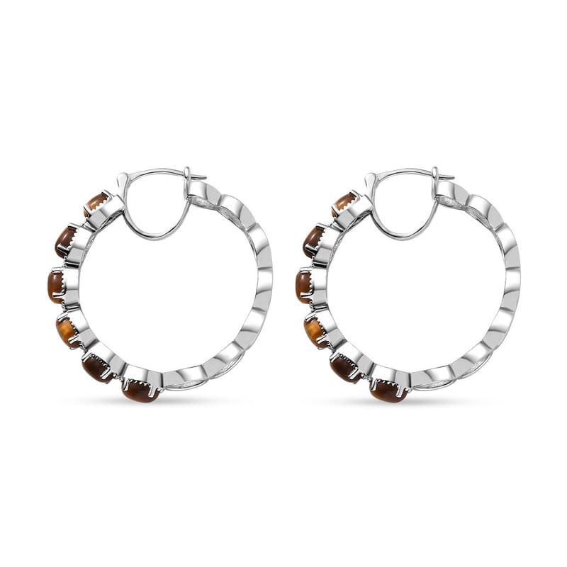 Karis Tigers Eye 6.80 ctw Earrings in Platinum Bond