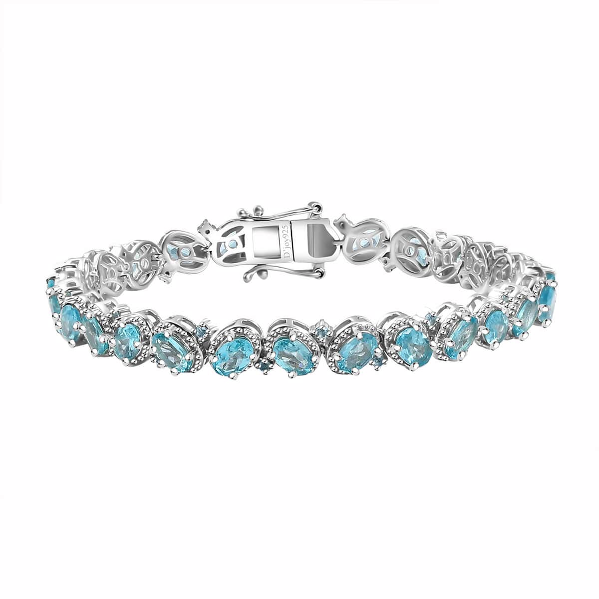 Betroka Blue Apatite 11.60 ctw Bracelet in Rhodium Over Sterling Silver (7.25 In) image number 0