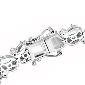 D'Joy Betroka Blue Apatite 12.75 ctw Floral Vine Bracelet in Rhodium Over Sterling Silver (7.25 In)