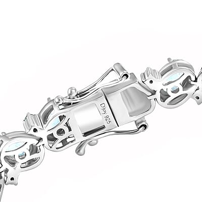 D'Joy Betroka Blue Apatite 12.75 ctw Floral Vine Bracelet in Rhodium Over Sterling Silver (7.25 In)