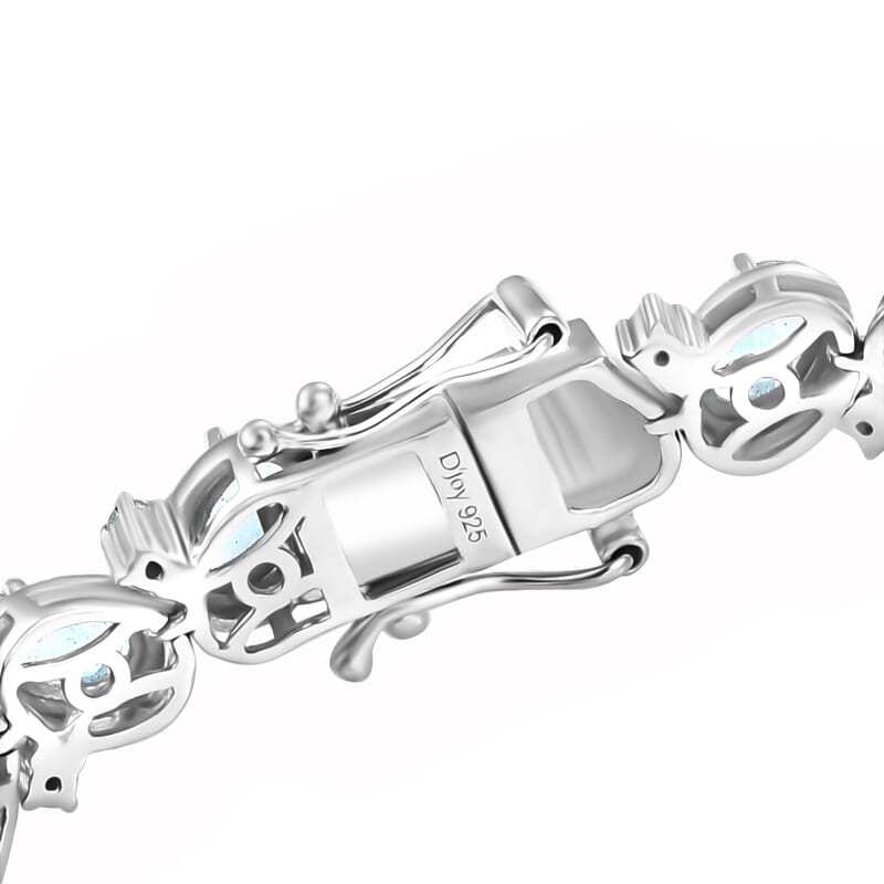 D'Joy Betroka Blue Apatite 12.75 ctw Floral Vine Bracelet in Rhodium Over Sterling Silver (7.25 In)
