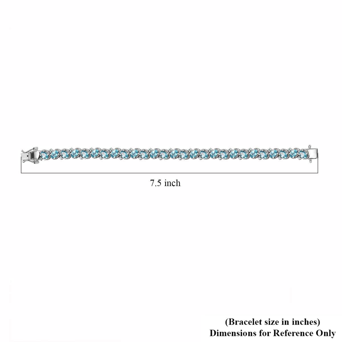 Betroka Blue Apatite 11.60 ctw Bracelet in Rhodium Over Sterling Silver (7.25 In) image number 4