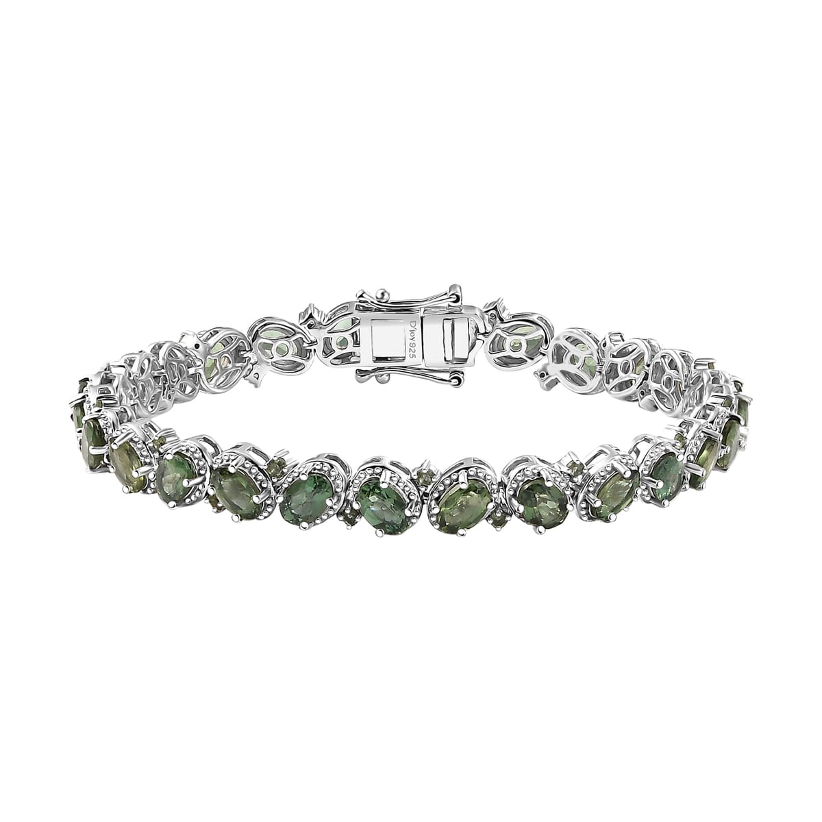 D'Joy Madagascar Green Apatite 12.75 ctw Floral Vine Bracelet in Rhodium Over Sterling Silver (7.25 In) image number 0