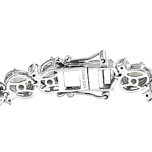 D'Joy Madagascar Green Apatite 12.75 ctw Floral Vine Bracelet in Rhodium Over Sterling Silver (7.25 In)