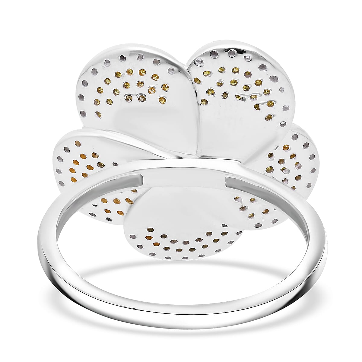 Yellow and White Diamond 1.00 ctw Enchanted Bloom Ring in Platinum Over Sterling Silver (Size 7.0) image number 3
