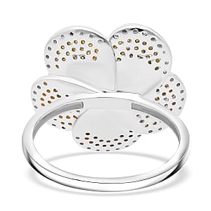 Yellow and White Diamond 1.00 ctw Enchanted Bloom Ring in Platinum Over Sterling Silver (Size 7.0)