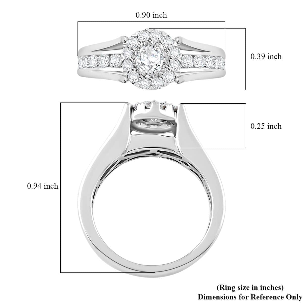 White Diamond G-H I2 1.30 ctw Ring in 14K White Gold (Size 7.0) 5.25 Grams image number 4