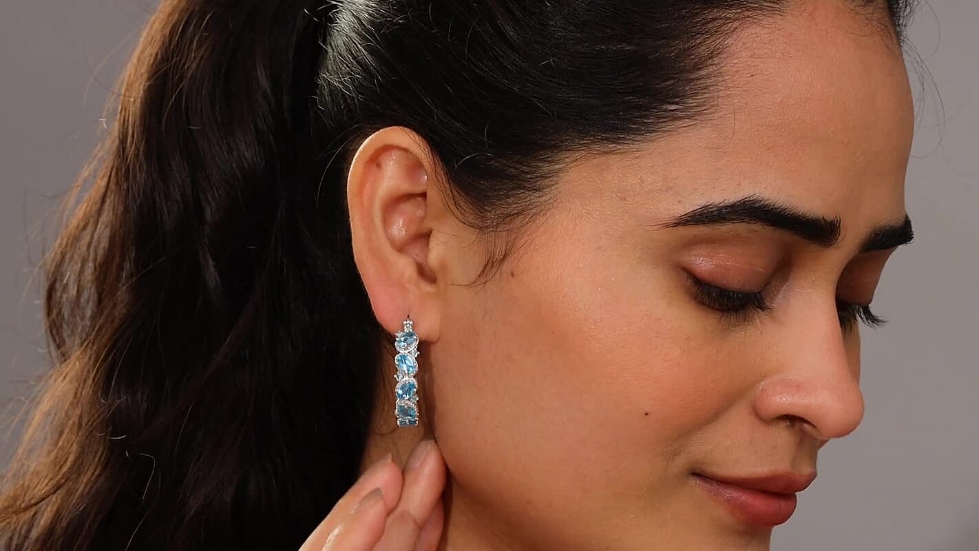 TLV Betroka Blue Apatite Earrings in Rhodium Over Sterling Silver 5.10 ctw