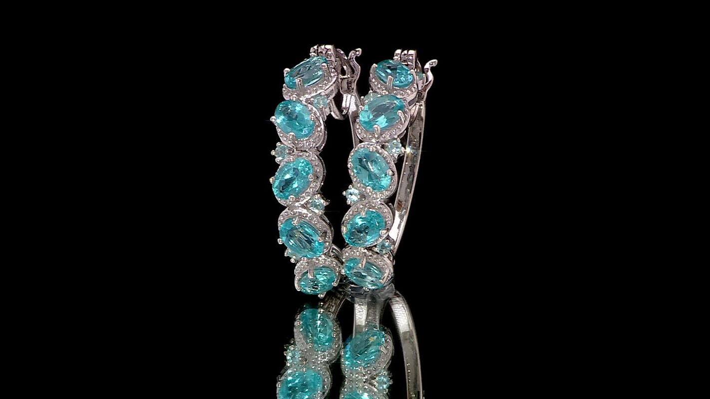 TLV Betroka Blue Apatite Earrings in Rhodium Over Sterling Silver 5.10 ctw