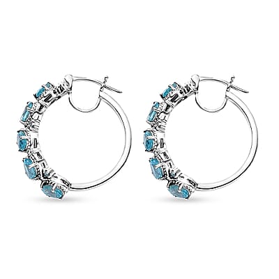D'Joy Betroka Blue Apatite 4.60 ctw Floral Vine Earrings in Rhodium Over Sterling Silver