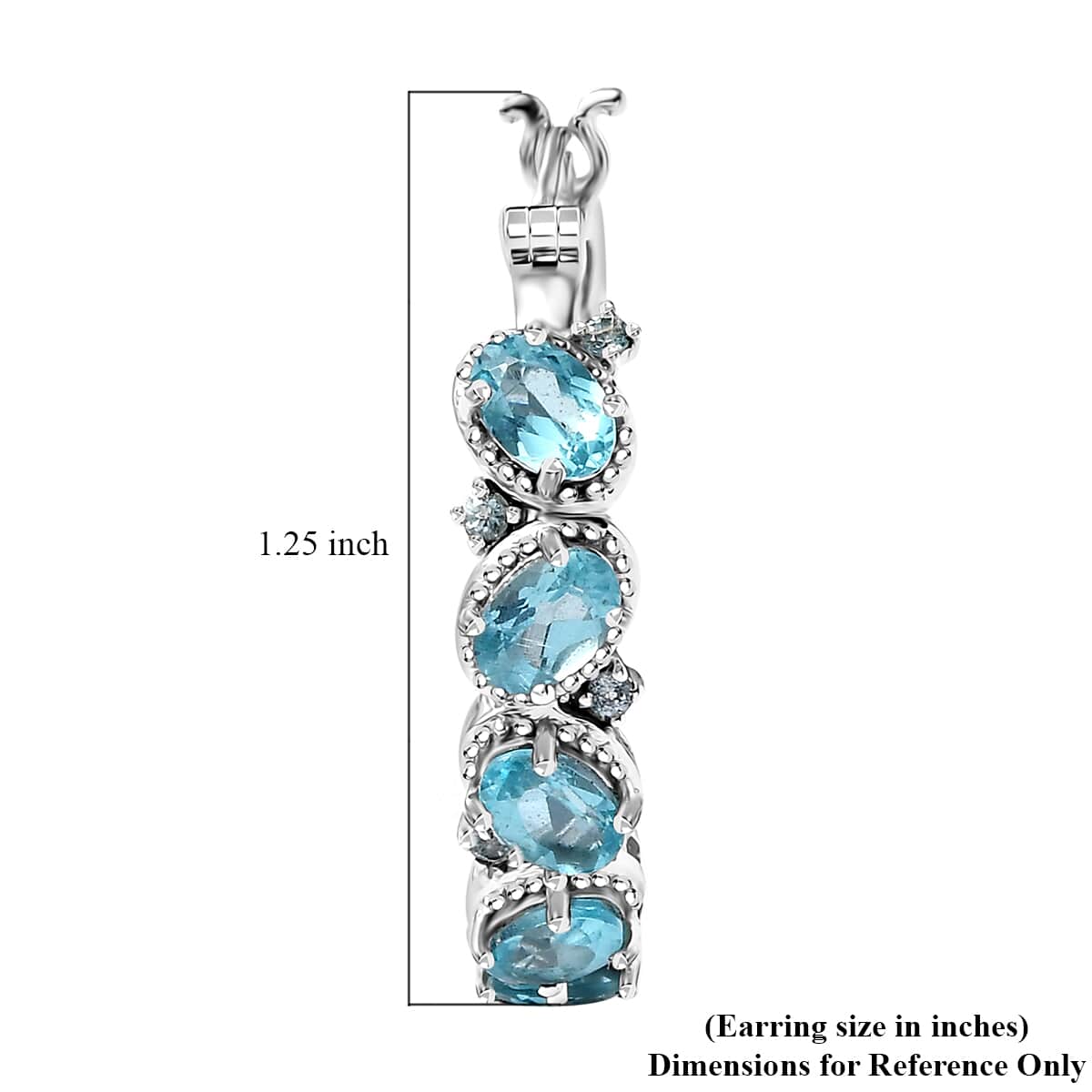 Betroka Blue Apatite 5.10 ctw Earrings in Rhodium Over Sterling Silver image number 4