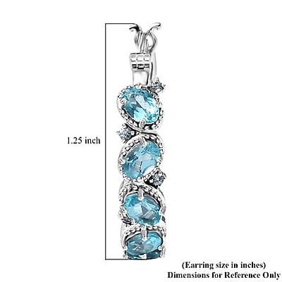 D'Joy Betroka Blue Apatite 4.60 ctw Floral Vine Earrings in Rhodium Over Sterling Silver