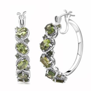 D'Joy Madagascar Green Apatite 5.20 ctw Floral Vine Earrings in Rhodium Over Sterling Silver