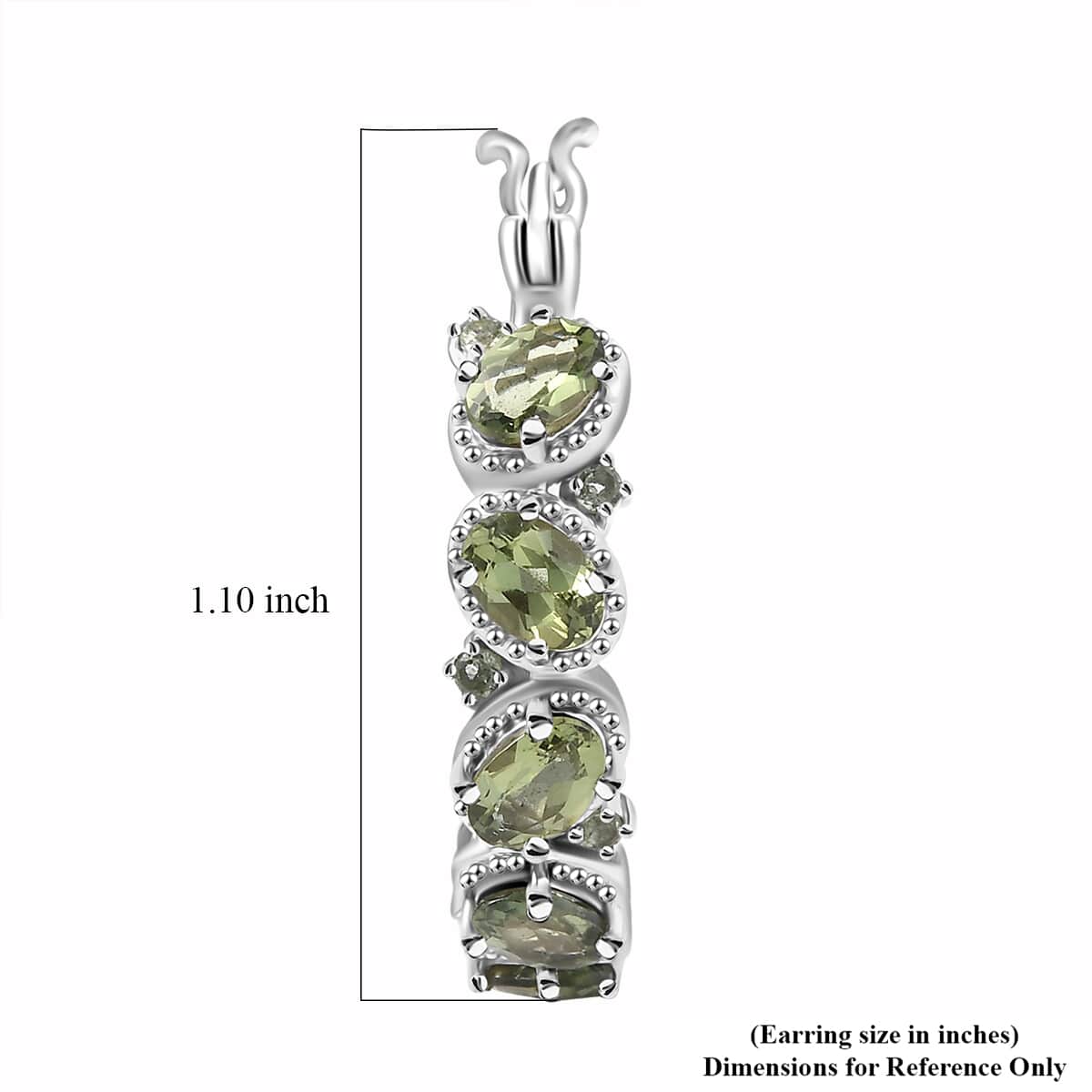 Natural Green Apatite 5.20 ctw Earrings in Rhodium Over Sterling Silver image number 4