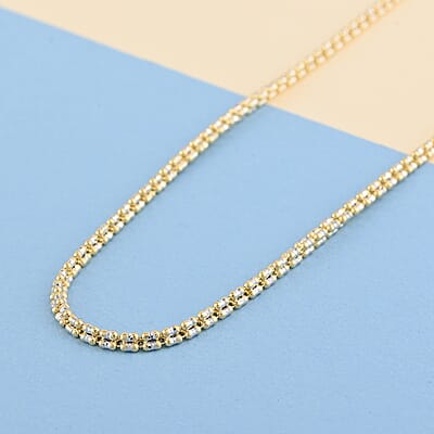 10K Yellow and White Gold 2.9mm Ice Chain Necklace 24 Inches 13 Grams