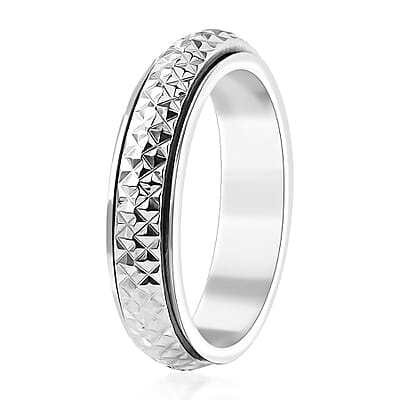 D'Joy Diamond-Cut Spinner Band Ring in Sterling Silver (Size 10.0) 3.60 Grams
