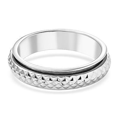 D'Joy Diamond-Cut Spinner Band Ring in Sterling Silver (Size 10.0) 3.60 Grams