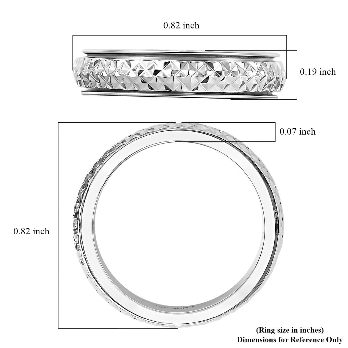 Diamond-Cut Spinner Band Ring in Sterling Silver (Size 10.0) 3.60 Grams image number 5