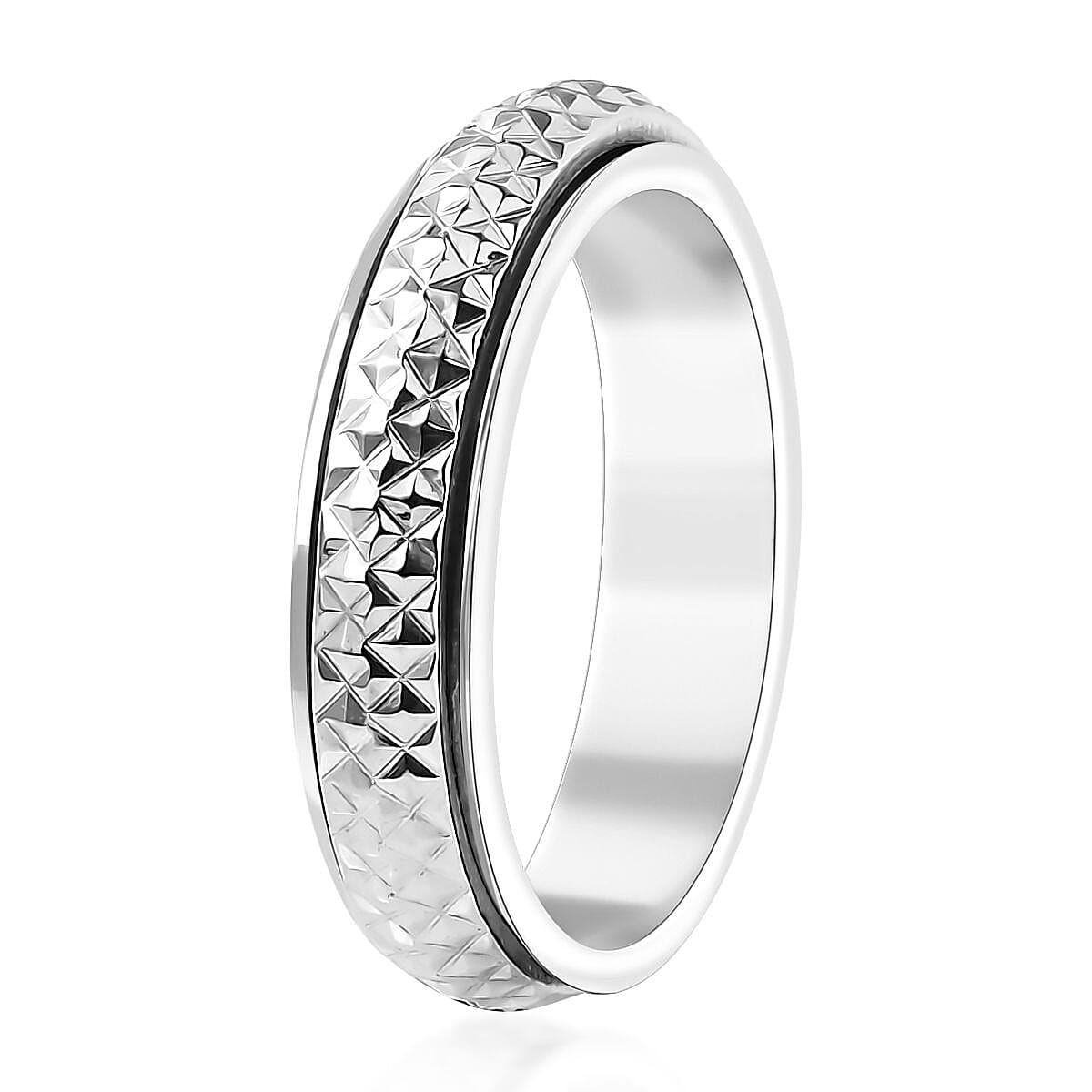 D'Joy Diamond-Cut Spinner Band Ring in Sterling Silver (Size 6.0) 3.60 Grams image number 3