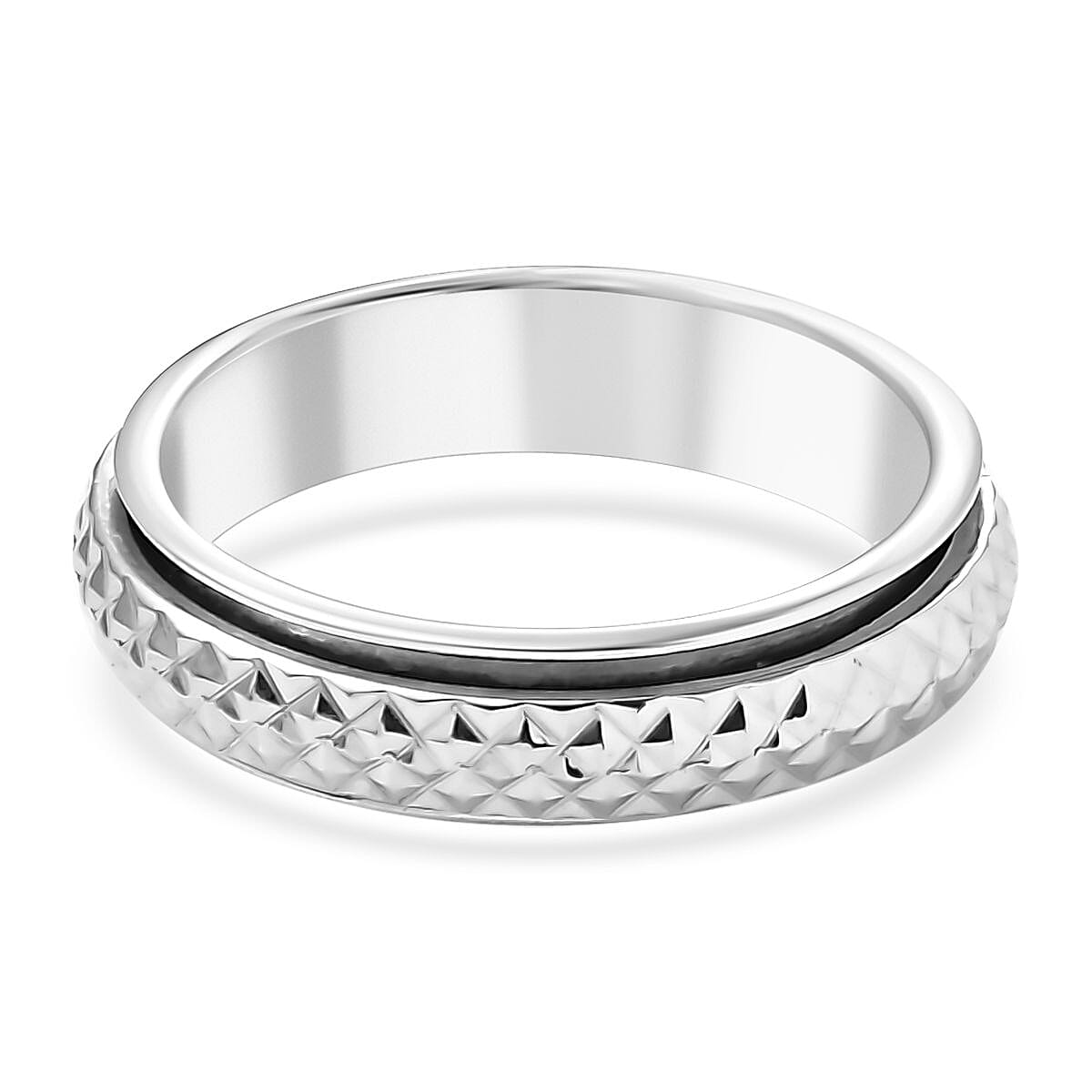 D'Joy Diamond-Cut Spinner Band Ring in Sterling Silver (Size 6.0) 3.60 Grams image number 4
