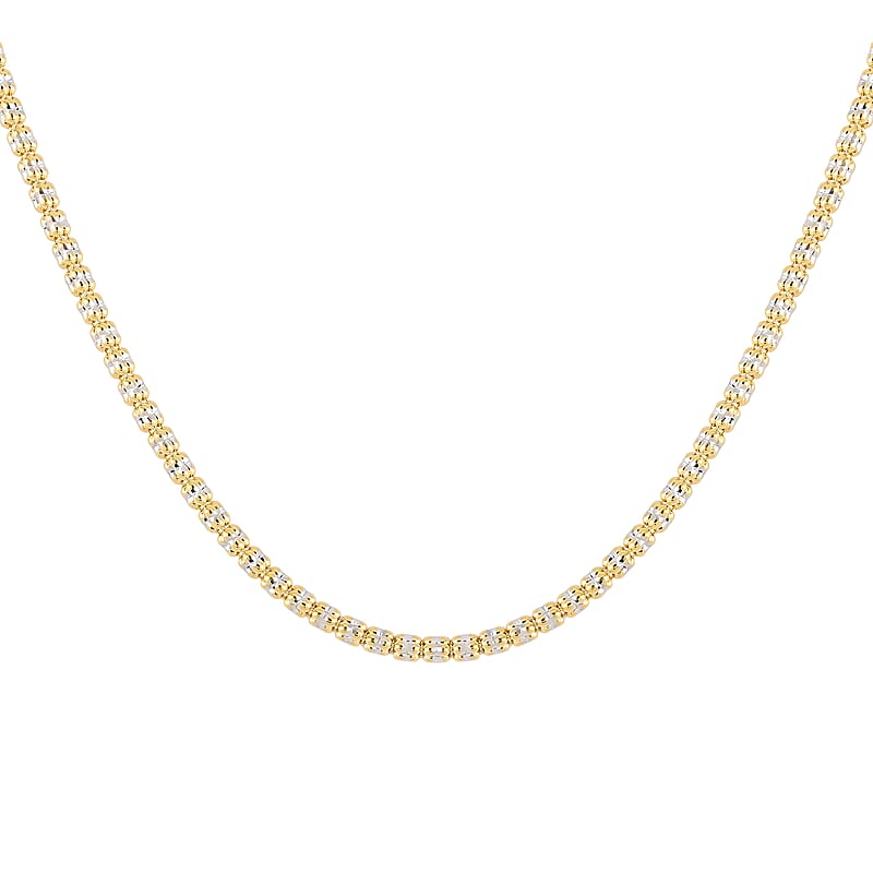 10K Yellow and White Gold 2.9mm Ice Chain Necklace 26 Inches 14 Grams