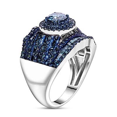 Blue Diamond 2.00 ctw Royal Majesty Ring in Platinum Over Sterling Silver (Size 6.0)