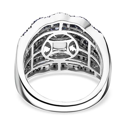 Blue Diamond 2.00 ctw Royal Majesty Ring in Platinum Over Sterling Silver (Size 6.0)