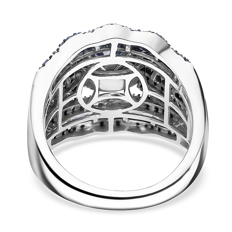 Blue Diamond 2.00 ctw Royal Majesty Ring in Platinum Over Sterling Silver (Size 6.0)