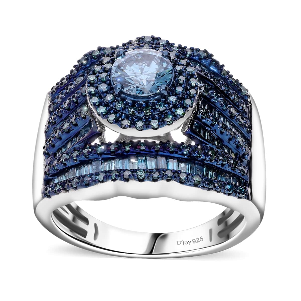 Doorbuster Blue Diamond 2.00 ctw Royal Majesty Ring in Platinum Over Sterling Silver (Size 8.0) image number 0