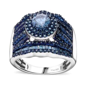 Blue Diamond 2.00 ctw Royal Majesty Ring in Platinum Over Sterling Silver (Size 8.0)