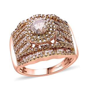 Natural Champagne Diamond 2.00 ctw Royal Majesty Ring in Vermeil Rose Gold Over Sterling Silver (Size 10.0)
