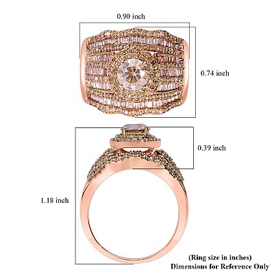 Natural Champagne Diamond 2.00 ctw Royal Majesty Ring in Vermeil Rose Gold Over Sterling Silver (Size 10.0)