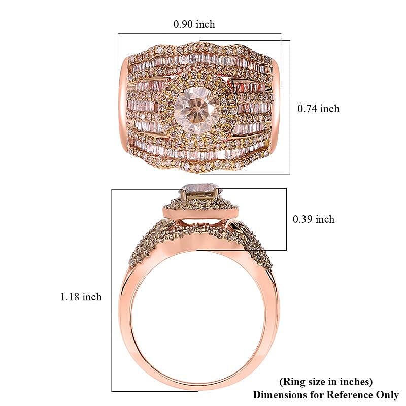 Natural Champagne Diamond 2.00 ctw Royal Majesty Ring in Vermeil Rose Gold Over Sterling Silver (Size 10.0)