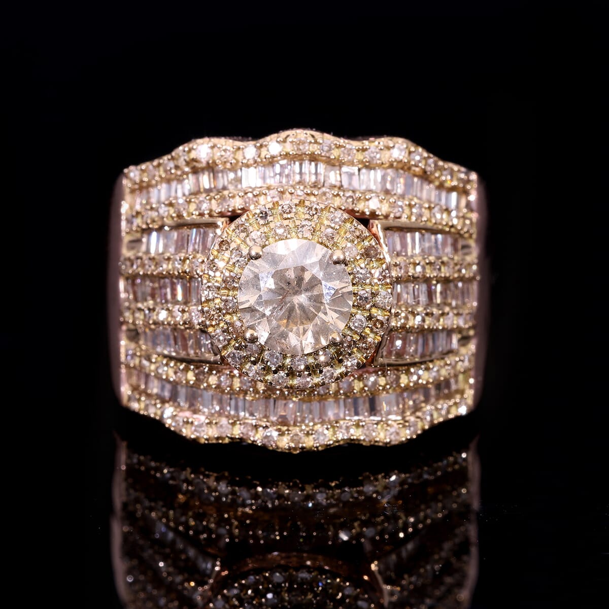 Natural Champagne Diamond 2.00 ctw Royal Majesty Ring in Vermeil Rose Gold Over Sterling Silver (Size 7.0) image number 1