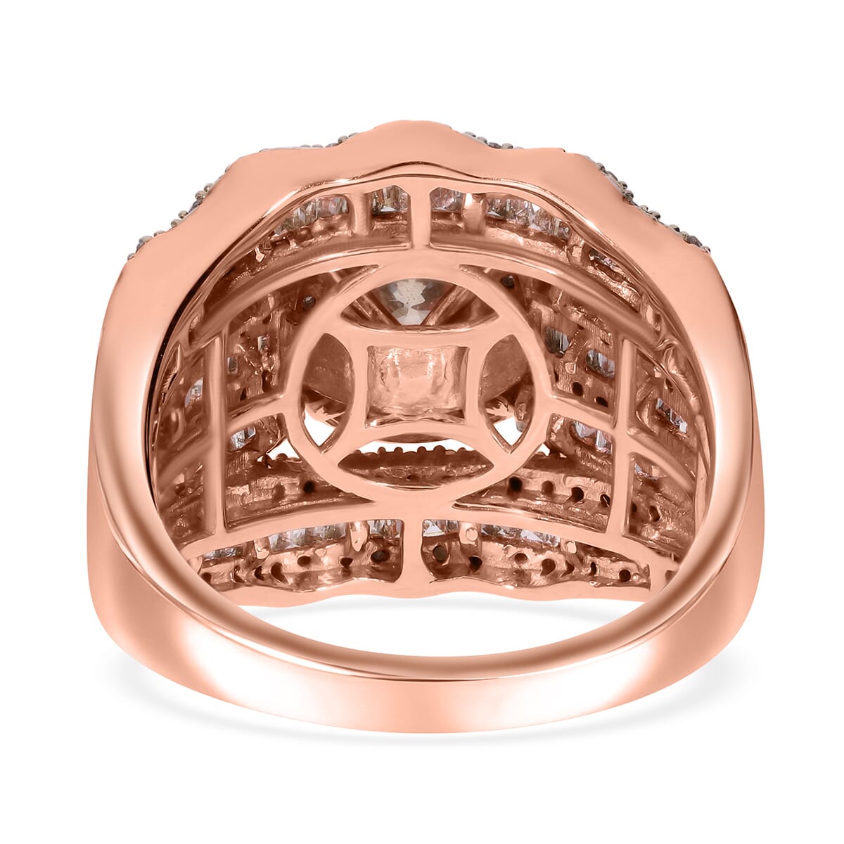 Natural Champagne Diamond 2.00 ctw Royal Majesty Ring in Vermeil Rose Gold Over Sterling Silver (Size 7.0) image number 4