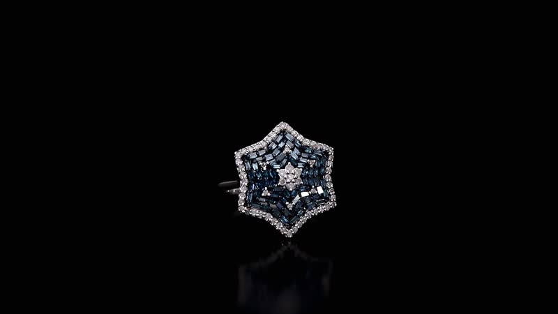 Doorbuster Blue Diamond (IR), Diamond Star Ring in Platinum Over Sterling Silver (Size 10.0) 1.00 ctw