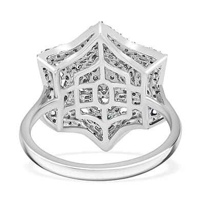 Blue Diamond, Diamond Star Ring in Platinum Over Sterling Silver 1.00 ctw (Size 10.0)