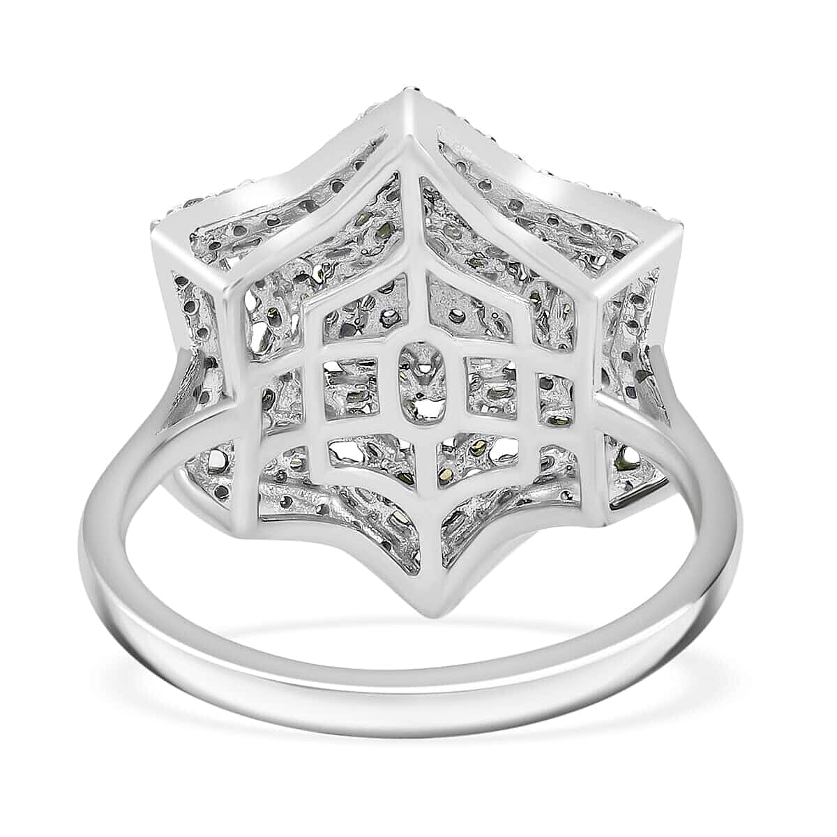 Yellow Diamond (IR), Diamond Star Ring in Platinum Over Sterling Silver (Size 10.0) 1.00 ctw image number 3