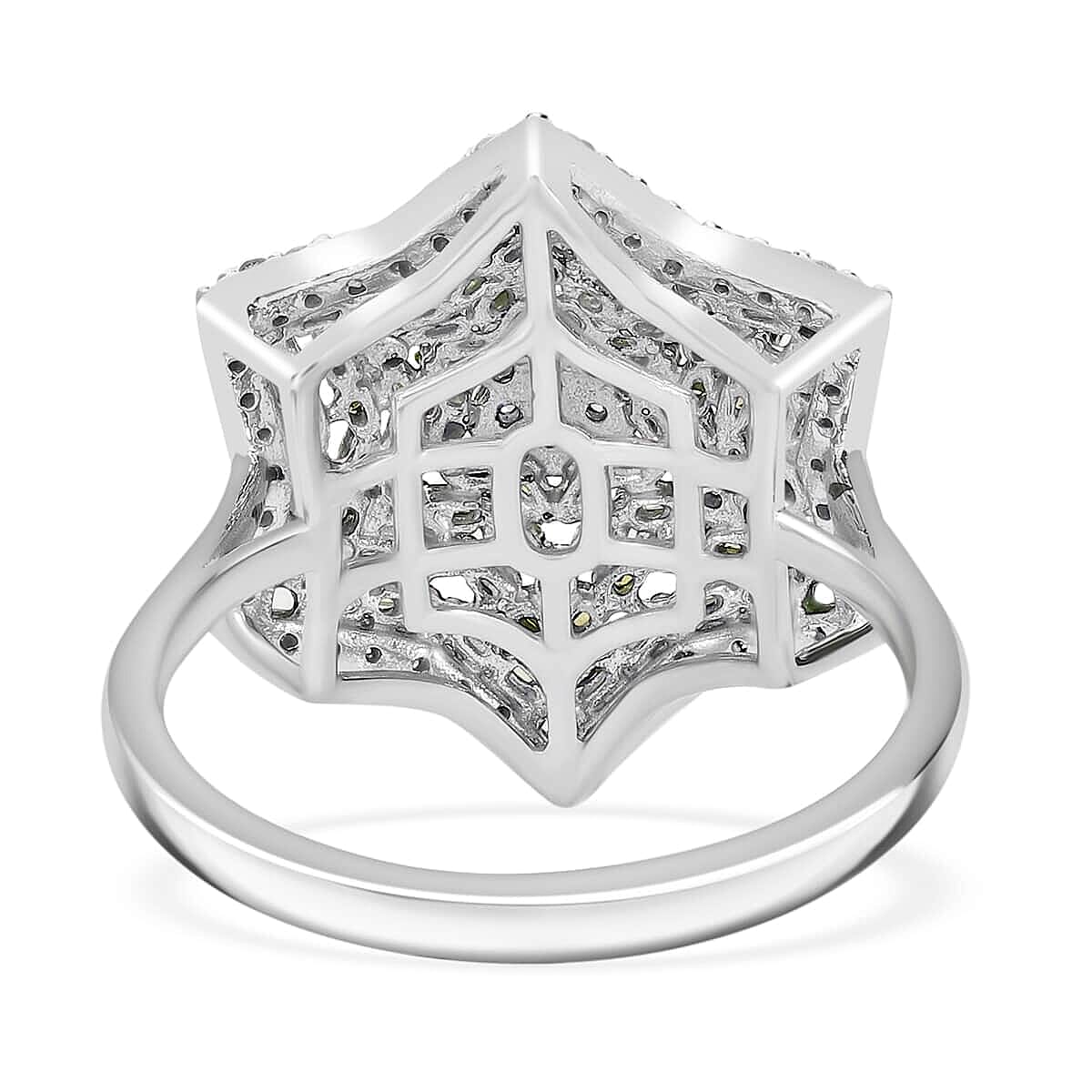 Yellow and White Diamond 1.00 ctw Star Ring in Platinum Over Sterling Silver (Size 6.0) image number 3