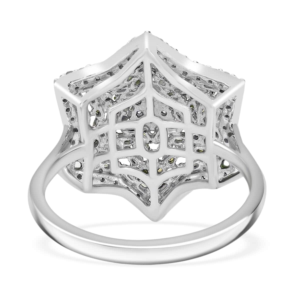 Yellow and White Diamond 1.00 ctw Star Ring in Platinum Over Sterling Silver (Size 8.0) image number 3