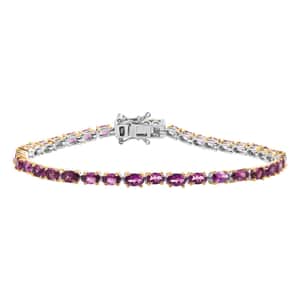 Radiant Ember Garnet 11.65 ctw Tennis Bracelet in 18K Vermeil YG and Rhodium Sterling Silver (8.00 In)