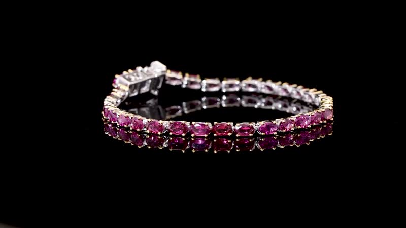 Radiant Ember Garnet 11.65 ctw Tennis Bracelet in 18K Vermeil YG and Rhodium Sterling Silver (8.00 In)