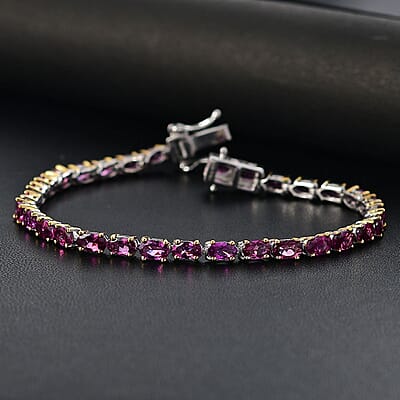 D'Joy Radiant Ember Garnet 11.65 ctw Tennis Bracelet in 18K Vermeil YG and Rhodium Sterling Silver (8.00 In)