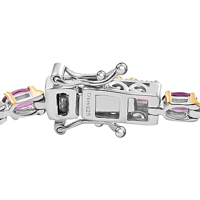 D'Joy Radiant Ember Garnet 11.65 ctw Tennis Bracelet in 18K Vermeil YG and Rhodium Sterling Silver (8.00 In)
