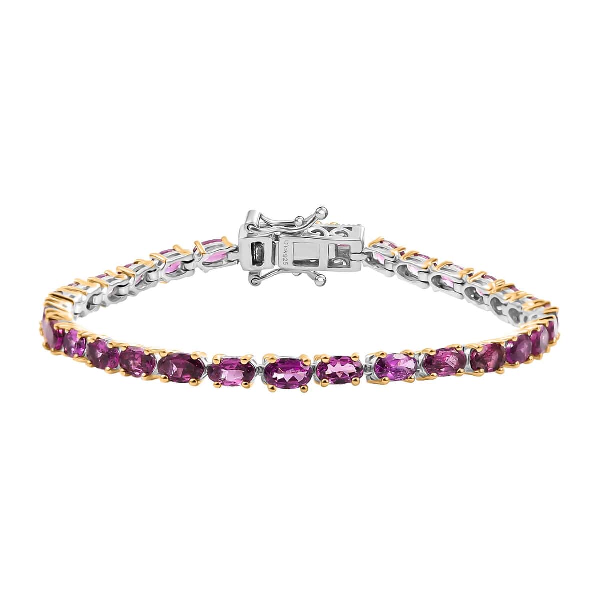 Doorbuster Radiant Ember Garnet 9.50 ctw Tennis Bracelet in 18K Vermeil YG and Rhodium Over Sterling Silver (6.50 In) image number 0