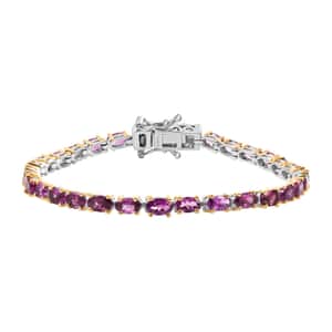 Doorbuster Radiant Ember Garnet 9.50 ctw Tennis Bracelet in 18K Vermeil YG and Rhodium Over Sterling Silver (6.50 In)