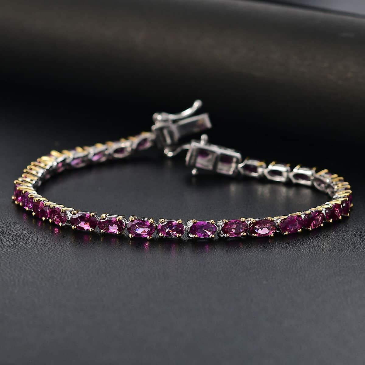 Doorbuster Radiant Ember Garnet 9.50 ctw Tennis Bracelet in 18K Vermeil YG and Rhodium Over Sterling Silver (6.50 In) image number 1