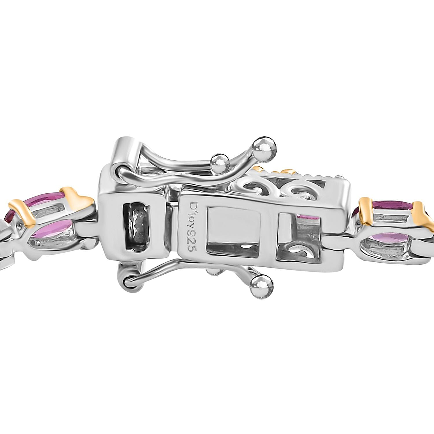 D'Joy Radiant Ember Garnet 9.50 ctw Tennis Bracelet in 18K Vermeil YG and Rhodium Over Sterling Silver (6.50 In)