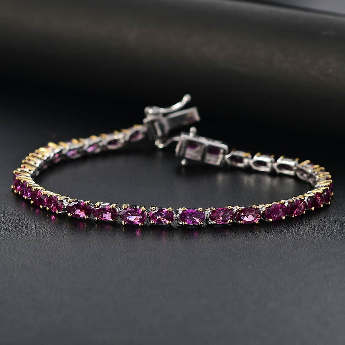 Radiant Ember Garnet 10.75 ctw Tennis Bracelet in Vermeil YG and Rhodium Over Sterling Si (7.25 In) image number 1