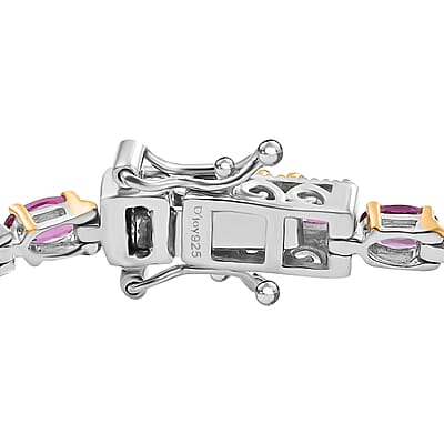 D'Joy Radiant Ember Garnet 10.75 ctw Tennis Bracelet in Vermeil YG and Rhodium Over Sterling Si (7.25 In)